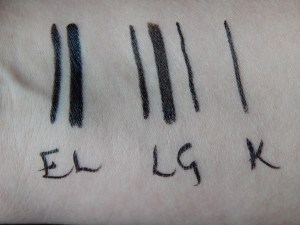 Estée Lauder, Laura Geller & K-Palette eyeliners swatched