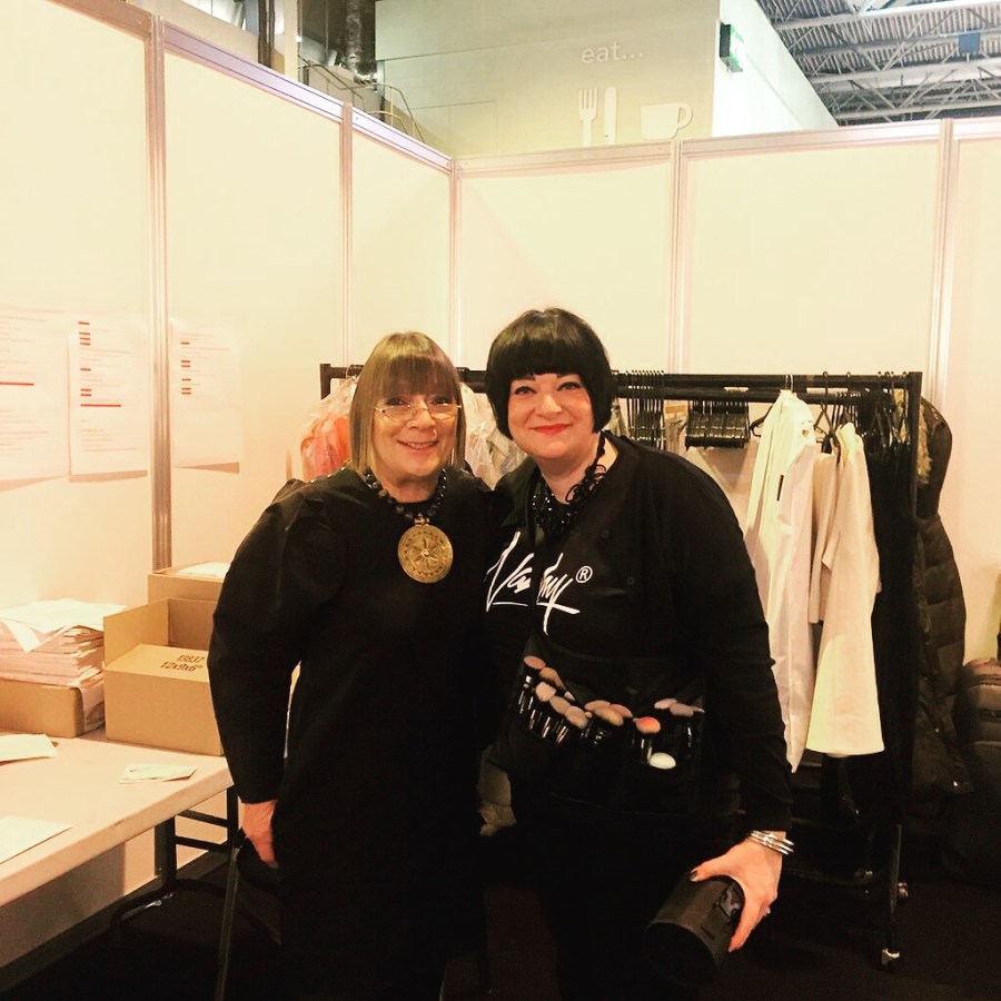 Nikki Taylor backstage at The Clothes Show with Hilary Alexander OBE