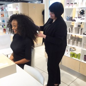 Nikki Taylor trains the Selfridges team in OUAI Haircare