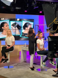 Nikki Taylor on the set of This Morning watches Jen Atkin broadcast live on ITV